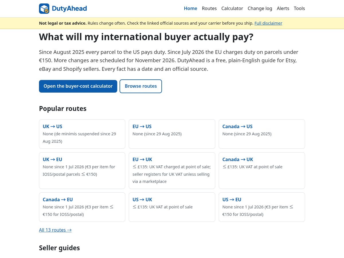 Landing-page snapshot of dutydeskguide.com