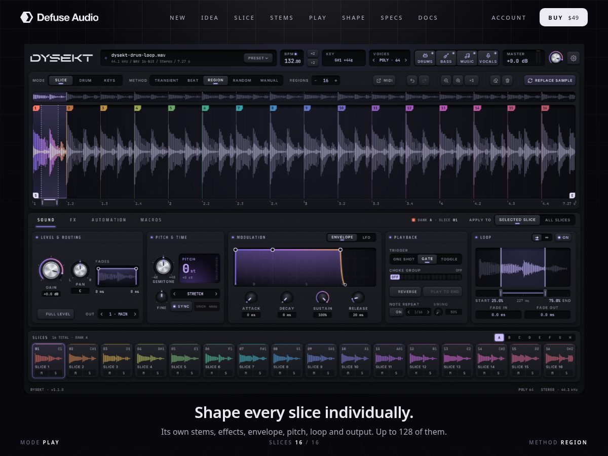 Landing-page snapshot of dysektsampler.com