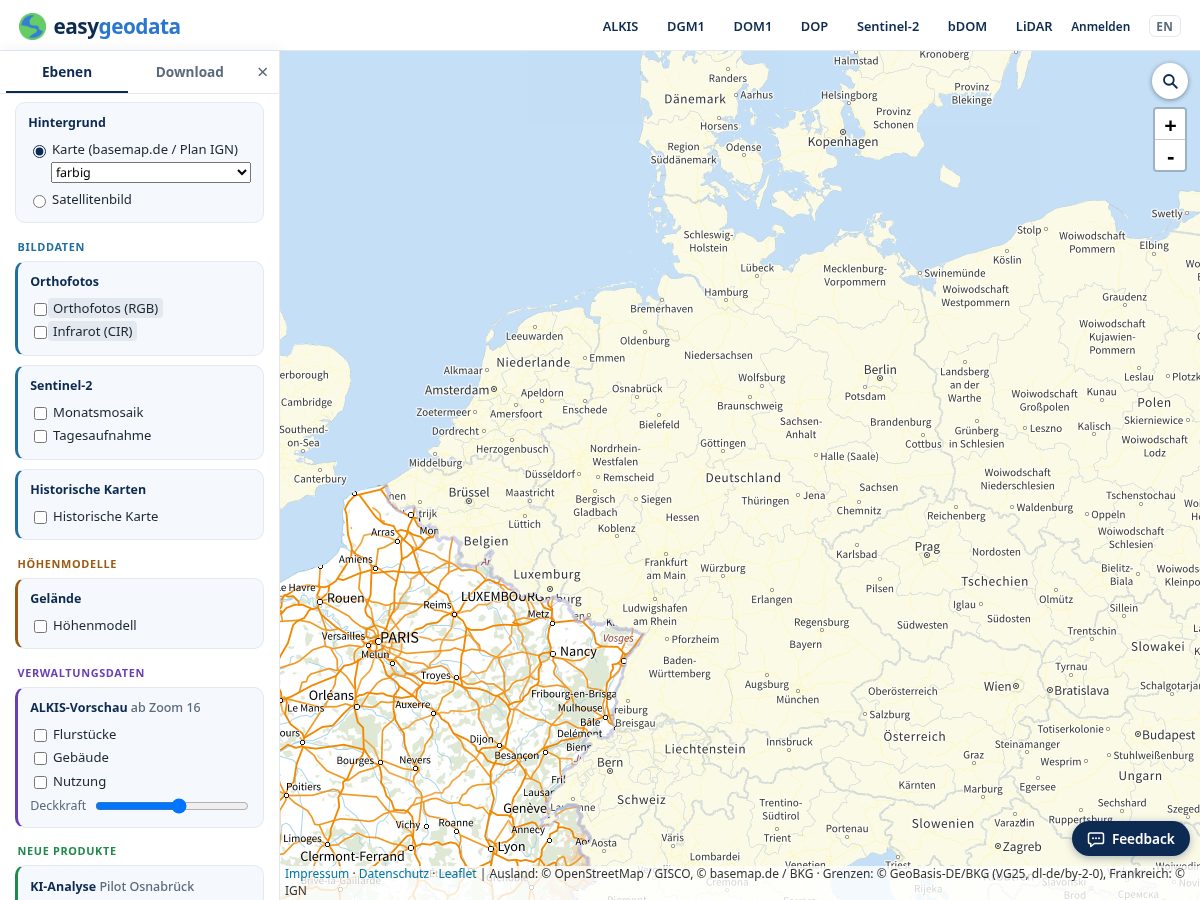 Landing-page snapshot of easygeodata.com