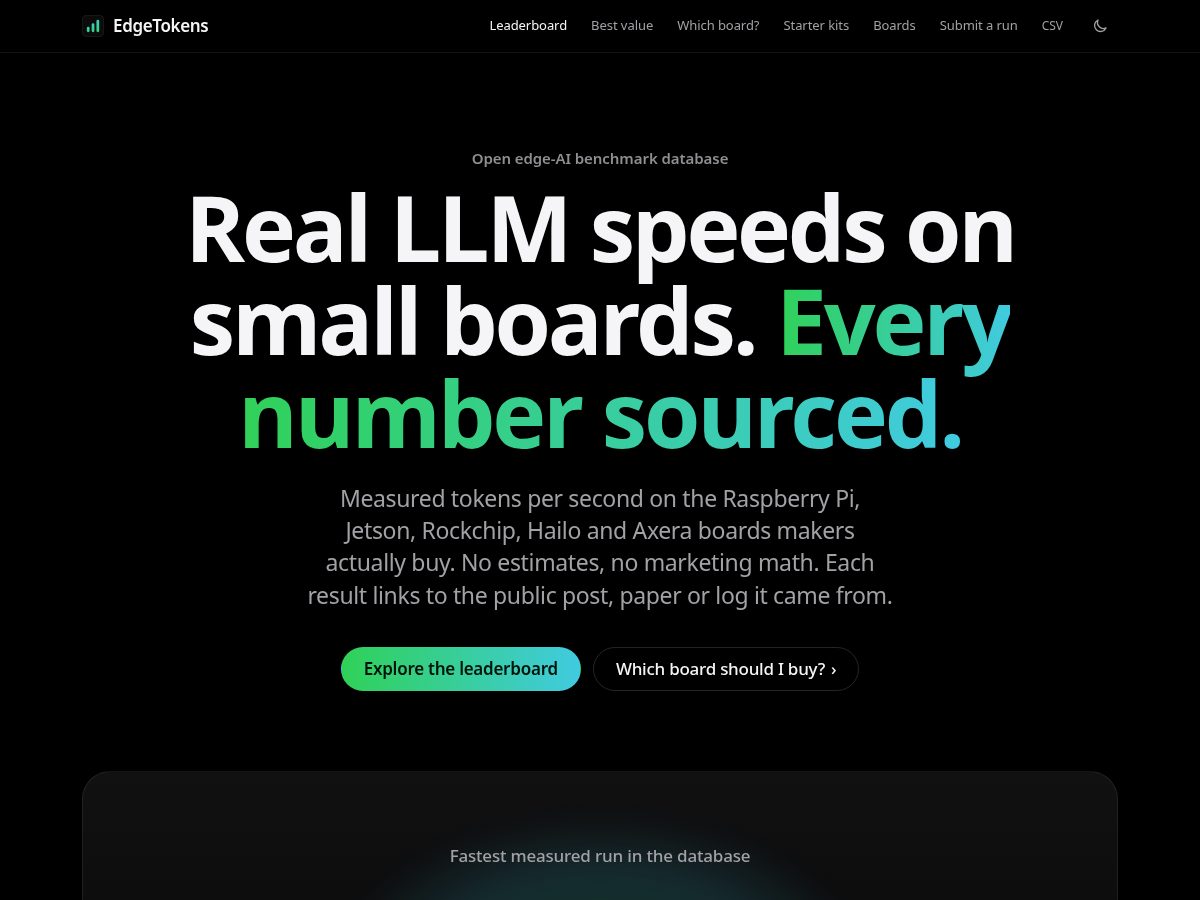 Landing-page snapshot of edgetokens.dev