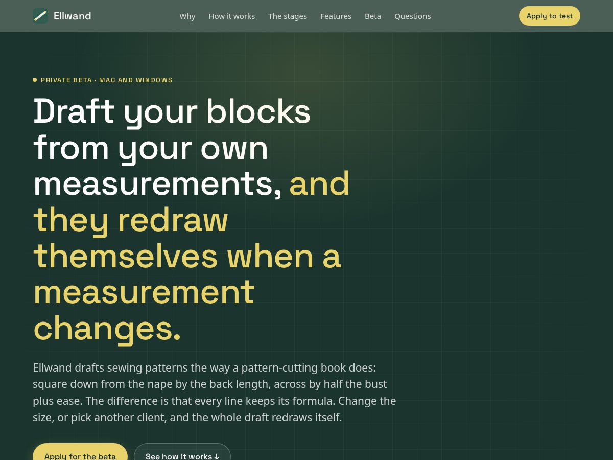 Landing-page snapshot of ellwand.app