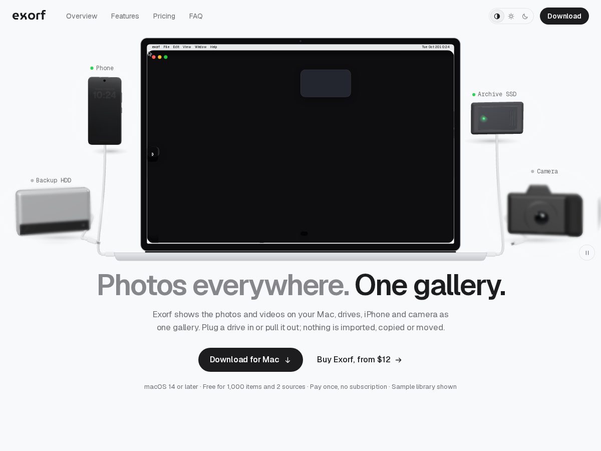 Landing-page snapshot of exorf.com