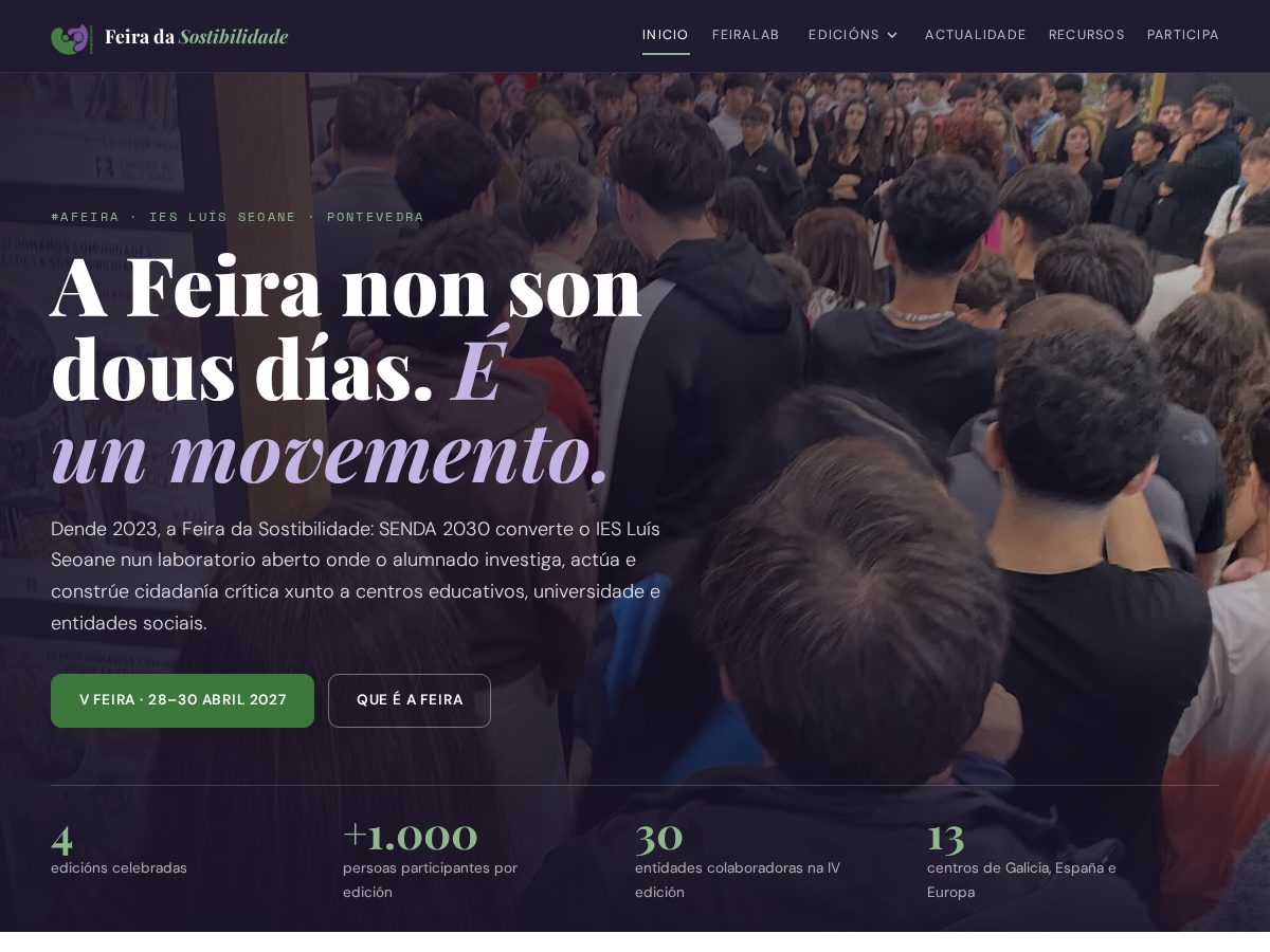 Landing-page snapshot of feiradasostibilidade.com