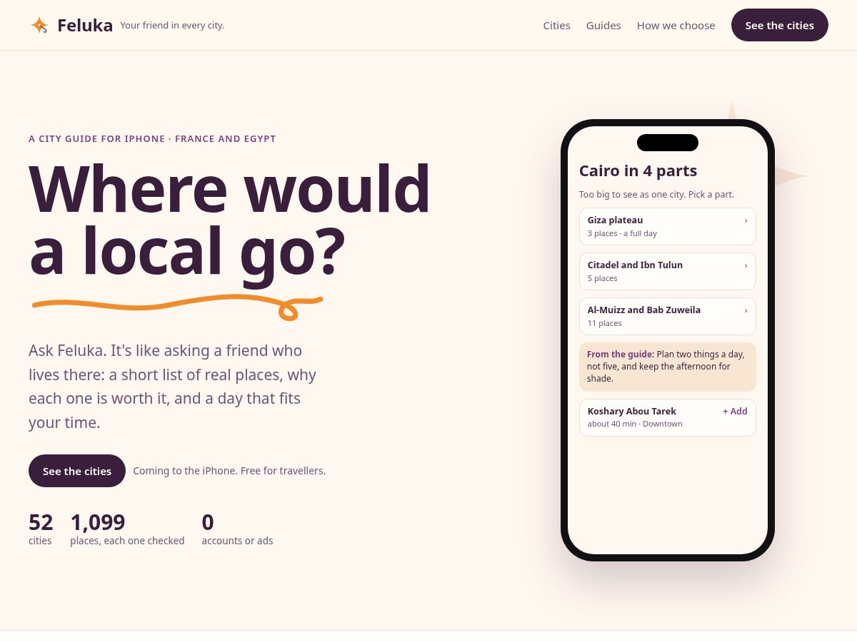 Landing-page snapshot of feluka.app