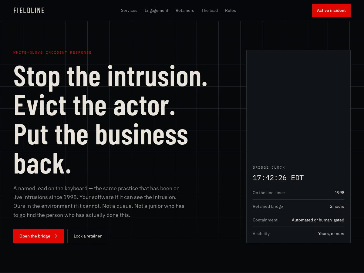 Landing-page snapshot of fieldline-response.com