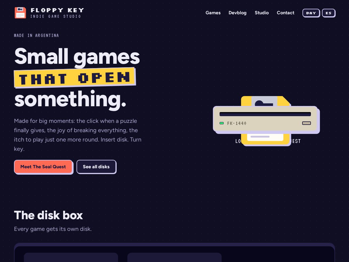 Landing-page snapshot of floppykey.com