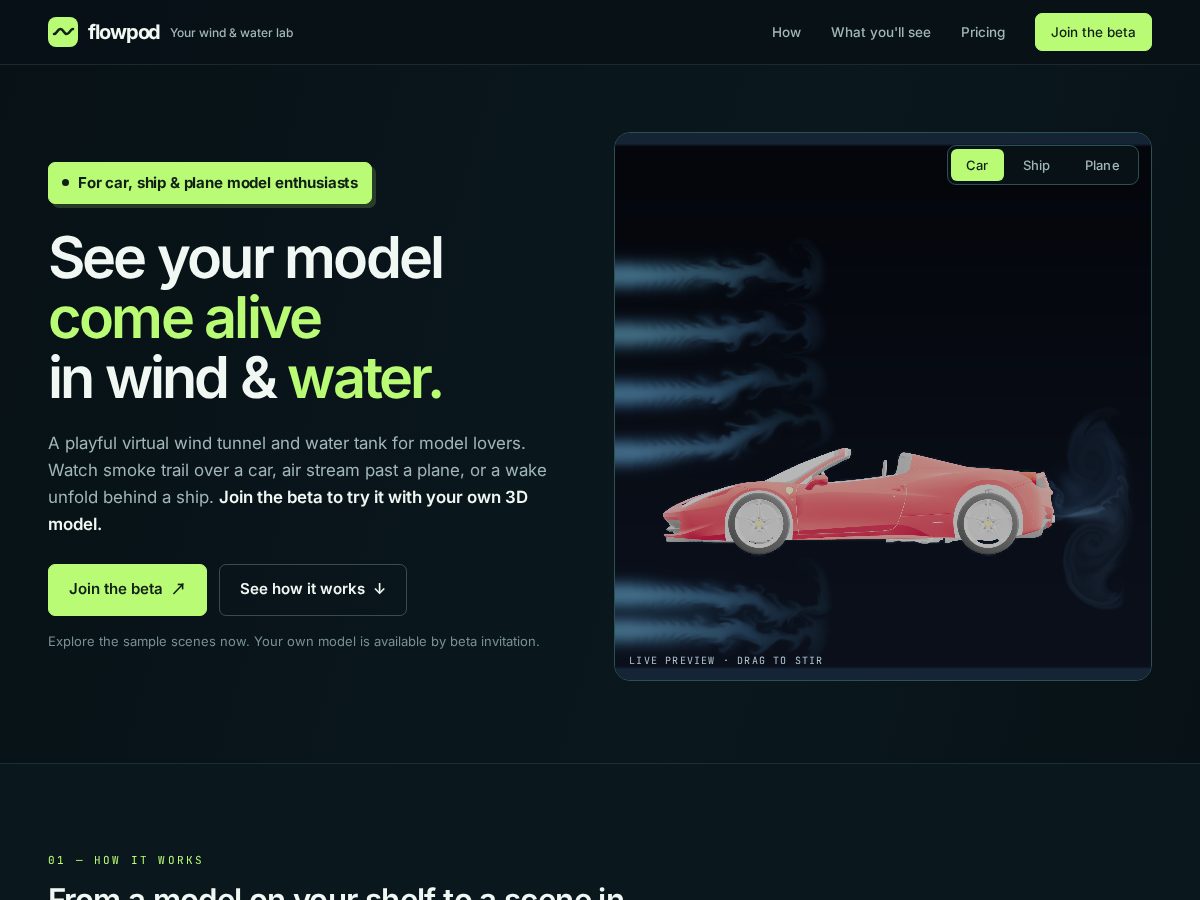 Landing-page snapshot of flowpod.online