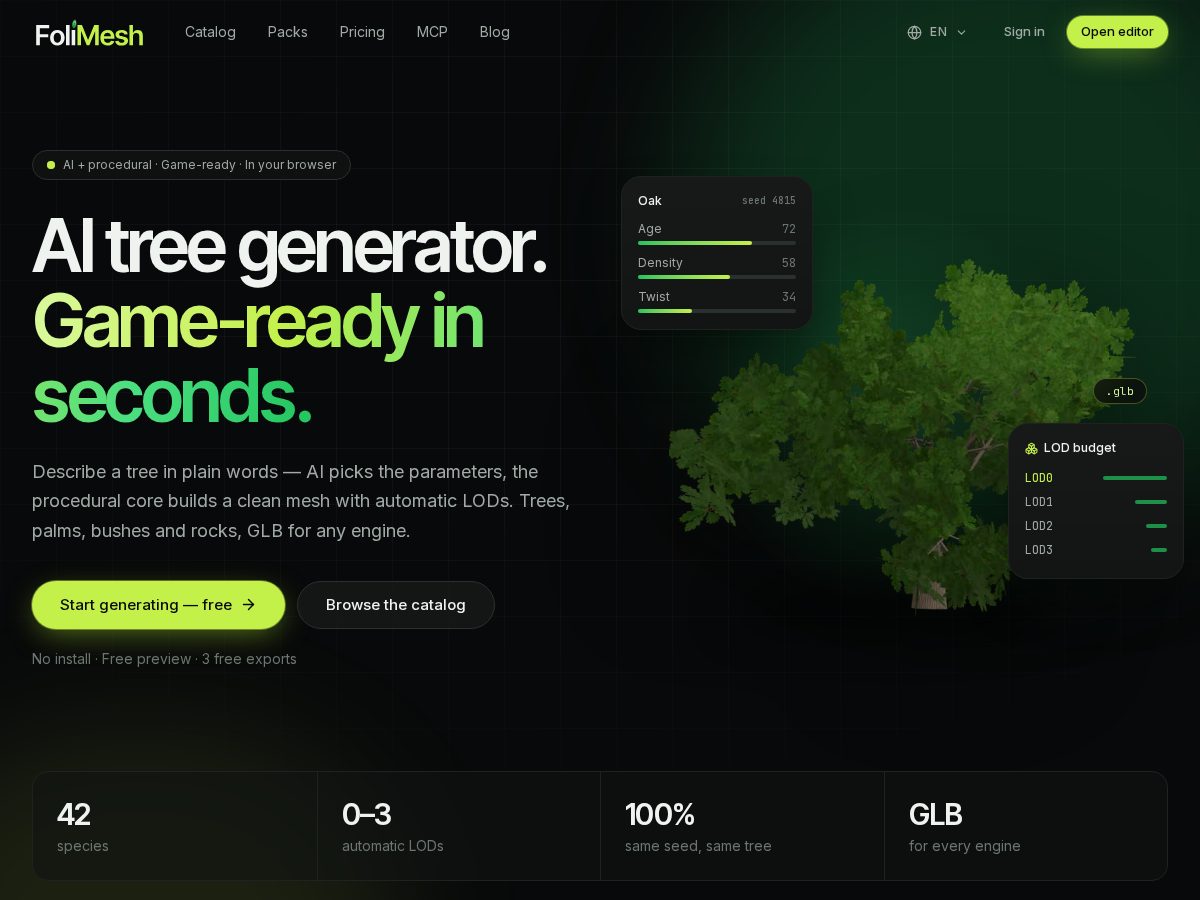 Landing-page snapshot of folimesh.com