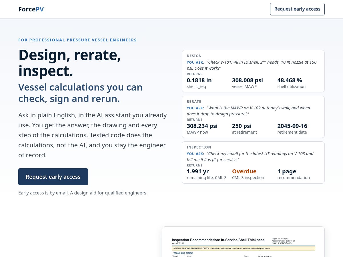 Landing-page snapshot of forcepv.com