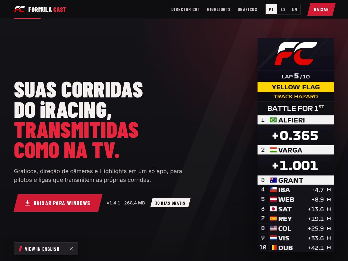 Landing-page snapshot of formula-cast.com