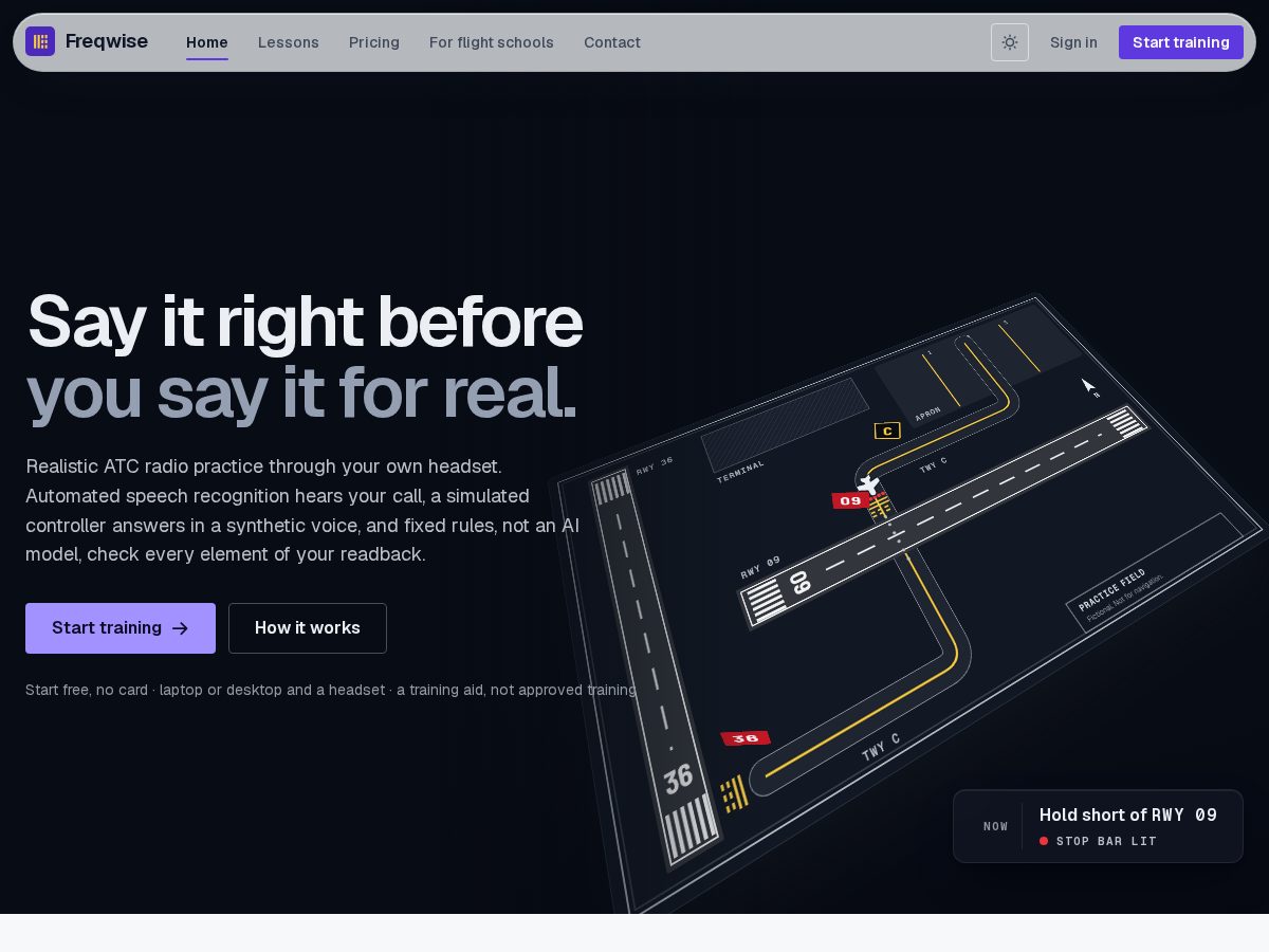 Landing-page snapshot of freqwise.com