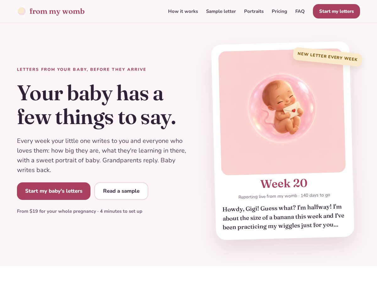 Landing-page snapshot of frommywomb.com