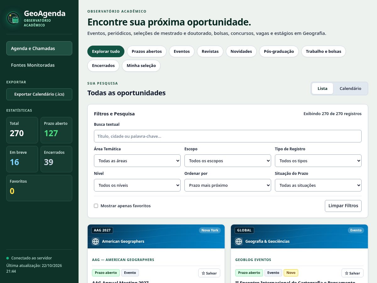 Landing-page snapshot of geoagenda.blog