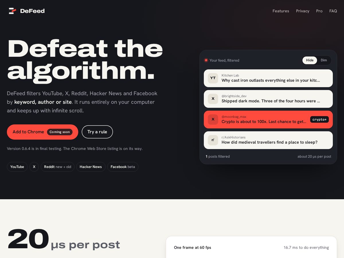 Landing-page snapshot of getdefeed.app