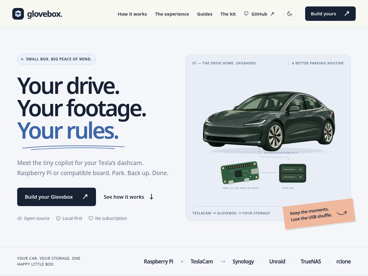 Landing-page snapshot of getglovebox.dev