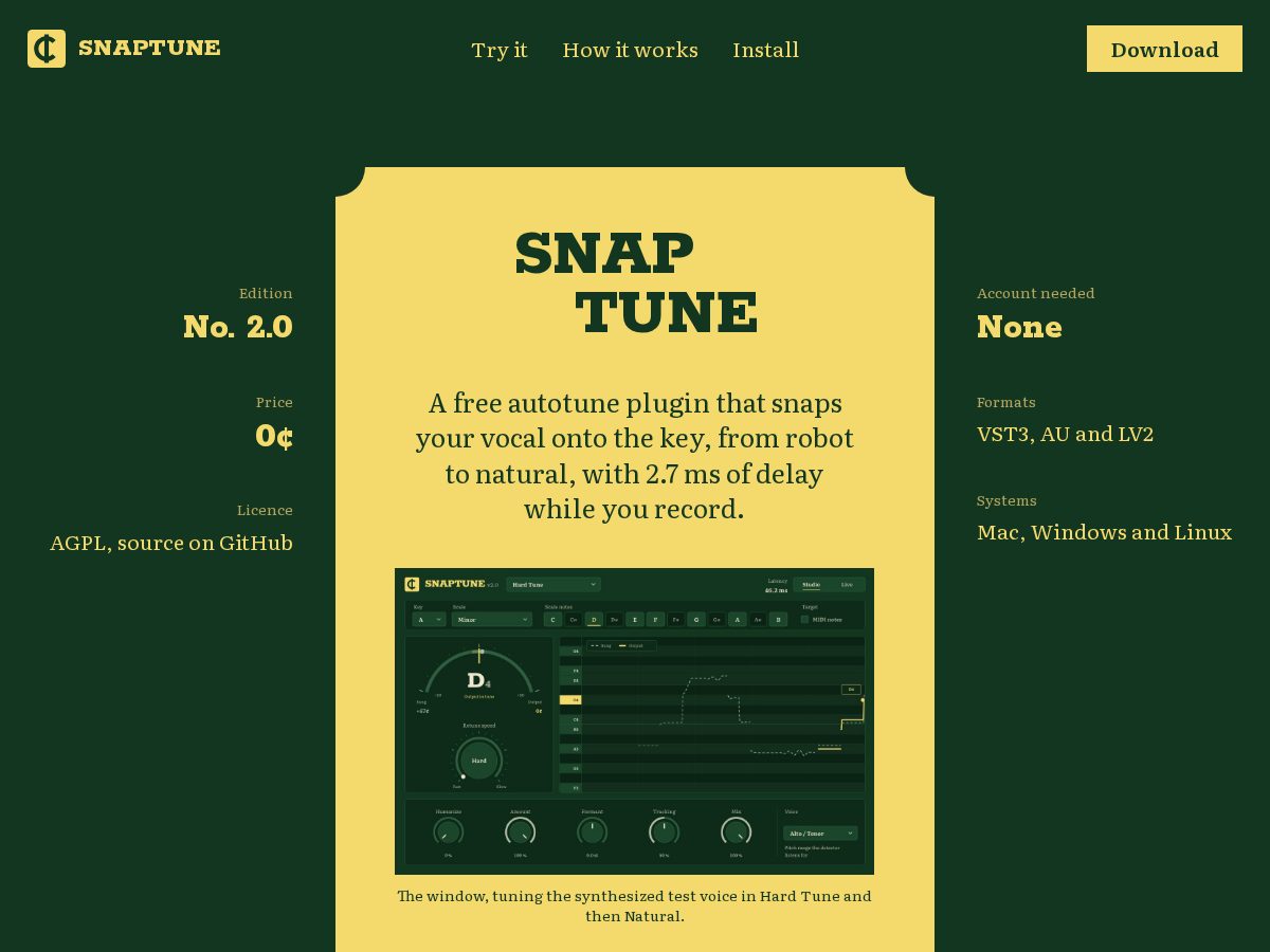 Landing-page snapshot of getsnaptune.com
