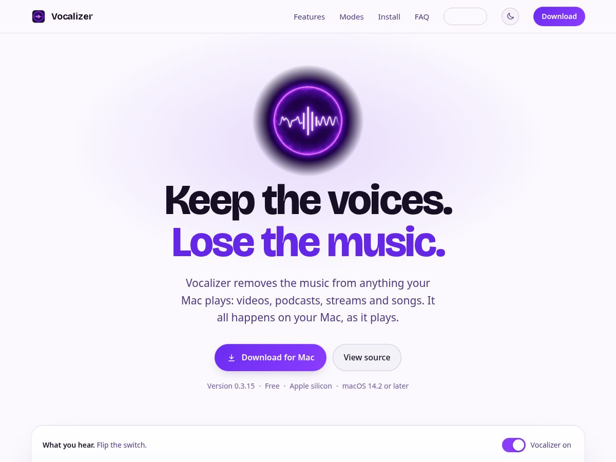 Landing-page snapshot of getvocalizer.com