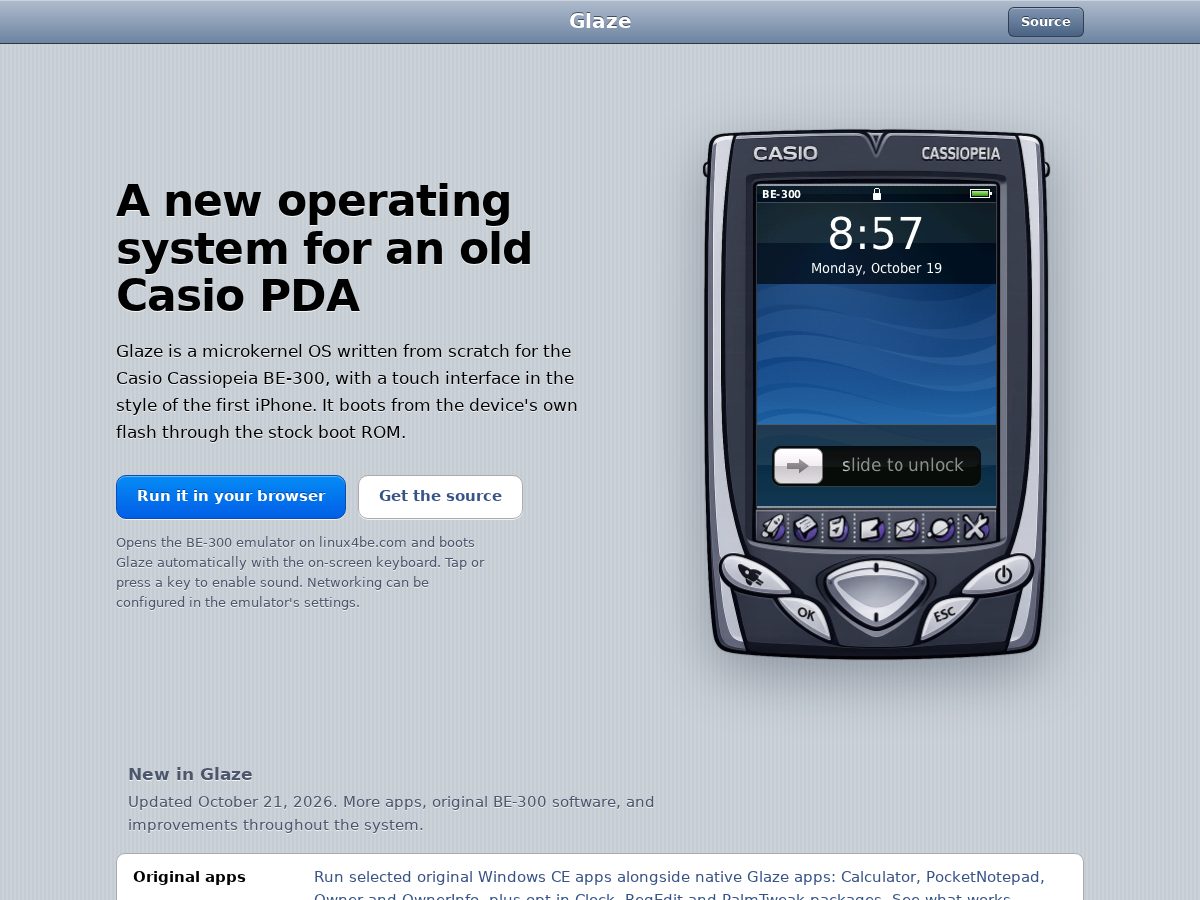Landing-page snapshot of glaze-os.com