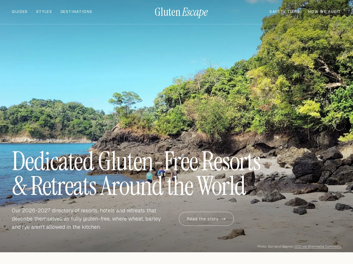 Landing-page snapshot of glutenescape.guide