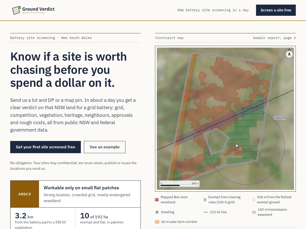 Landing-page snapshot of groundverdict.com