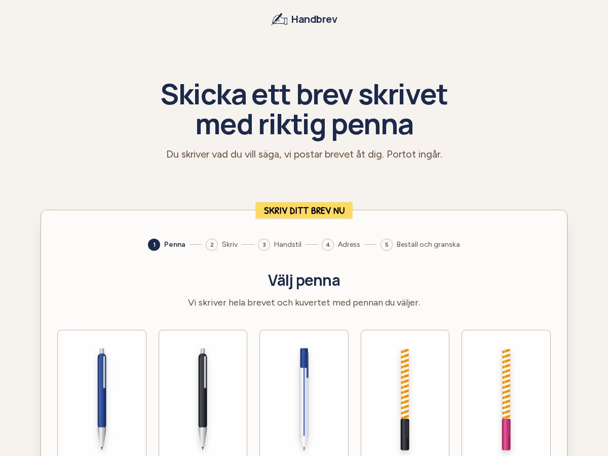 Landing-page snapshot of handbrev.com
