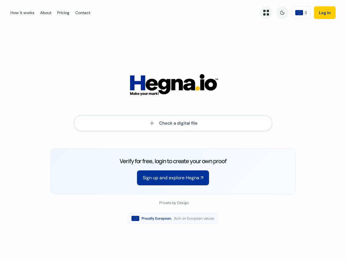 Landing-page snapshot of hegna.app