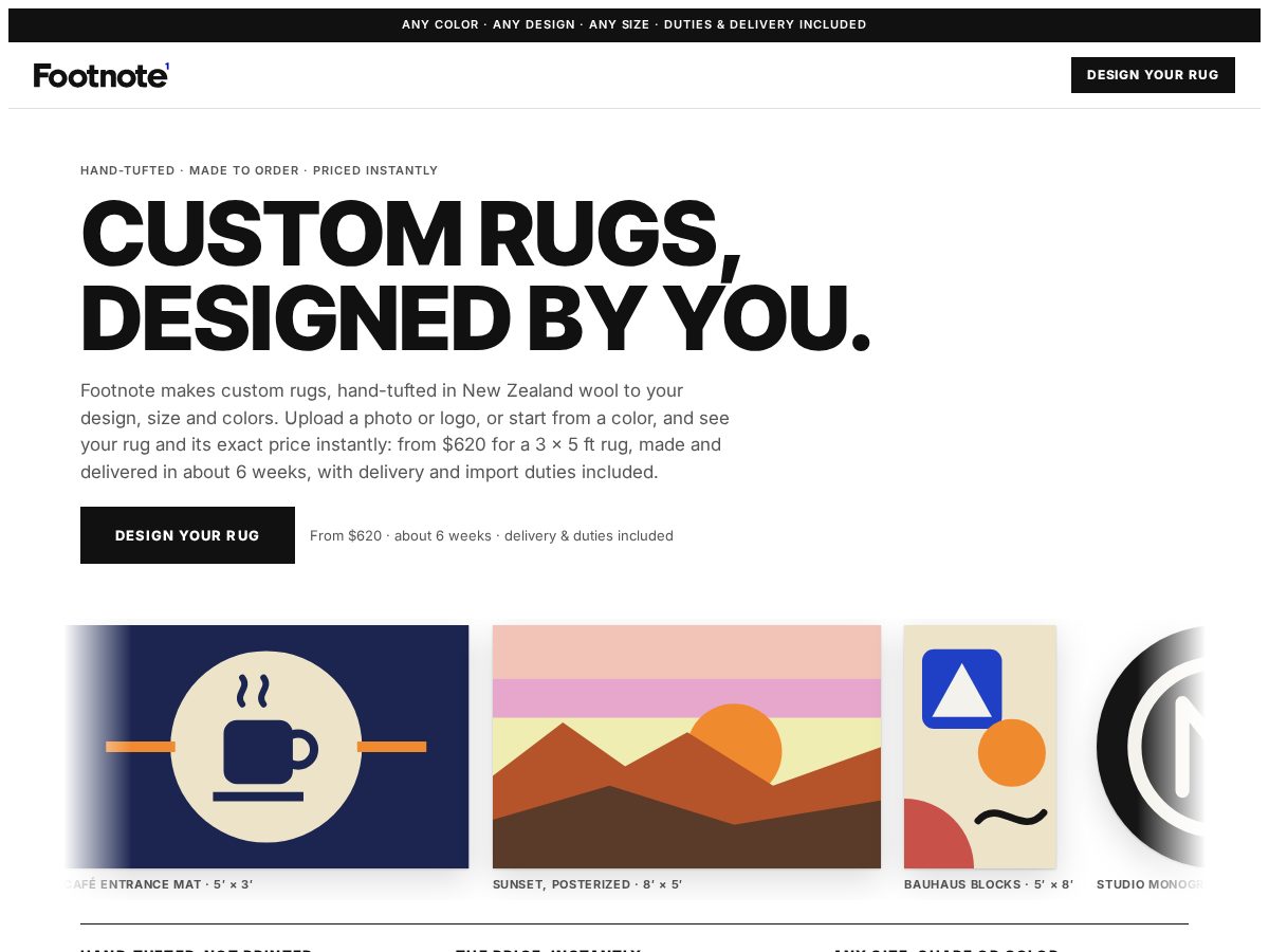 Landing-page snapshot of hellofootnote.com