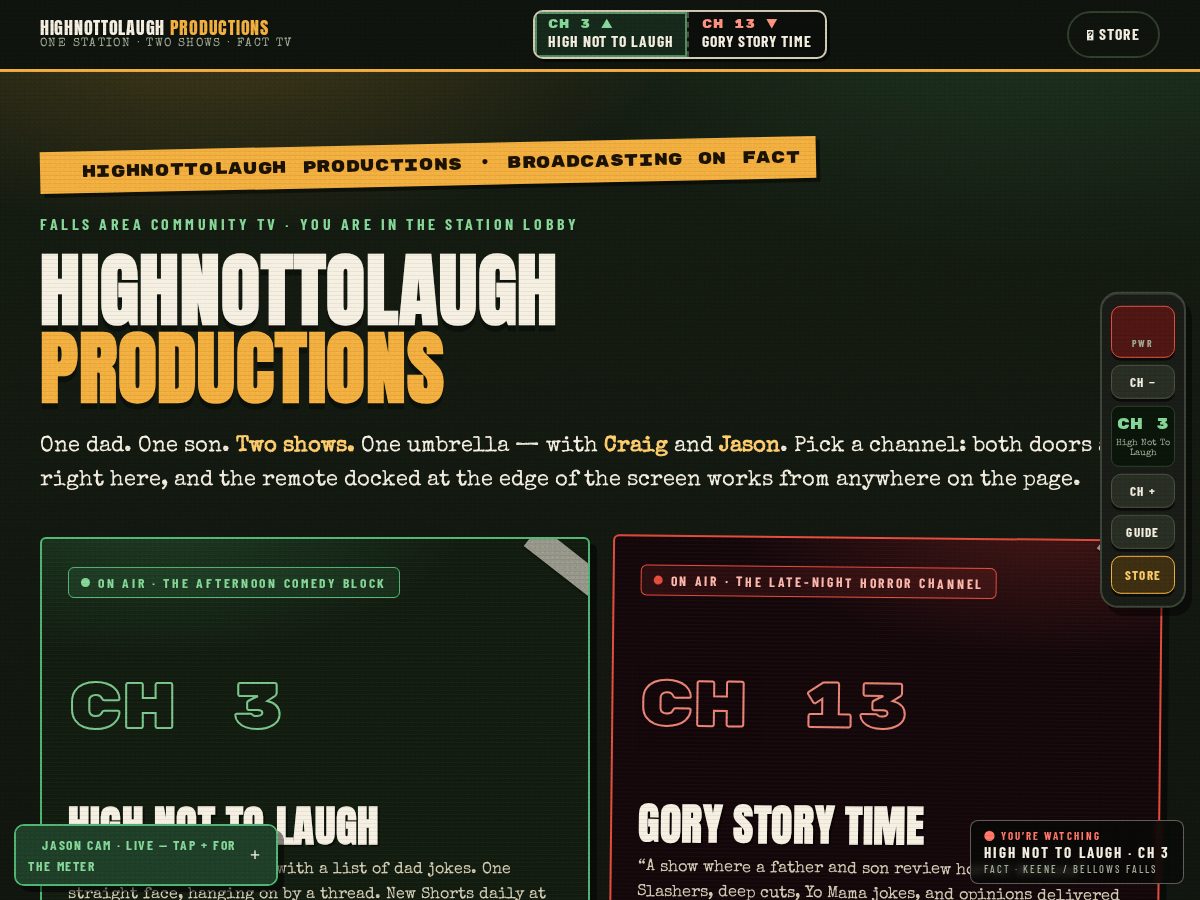 Landing-page snapshot of highnottolaugh.com