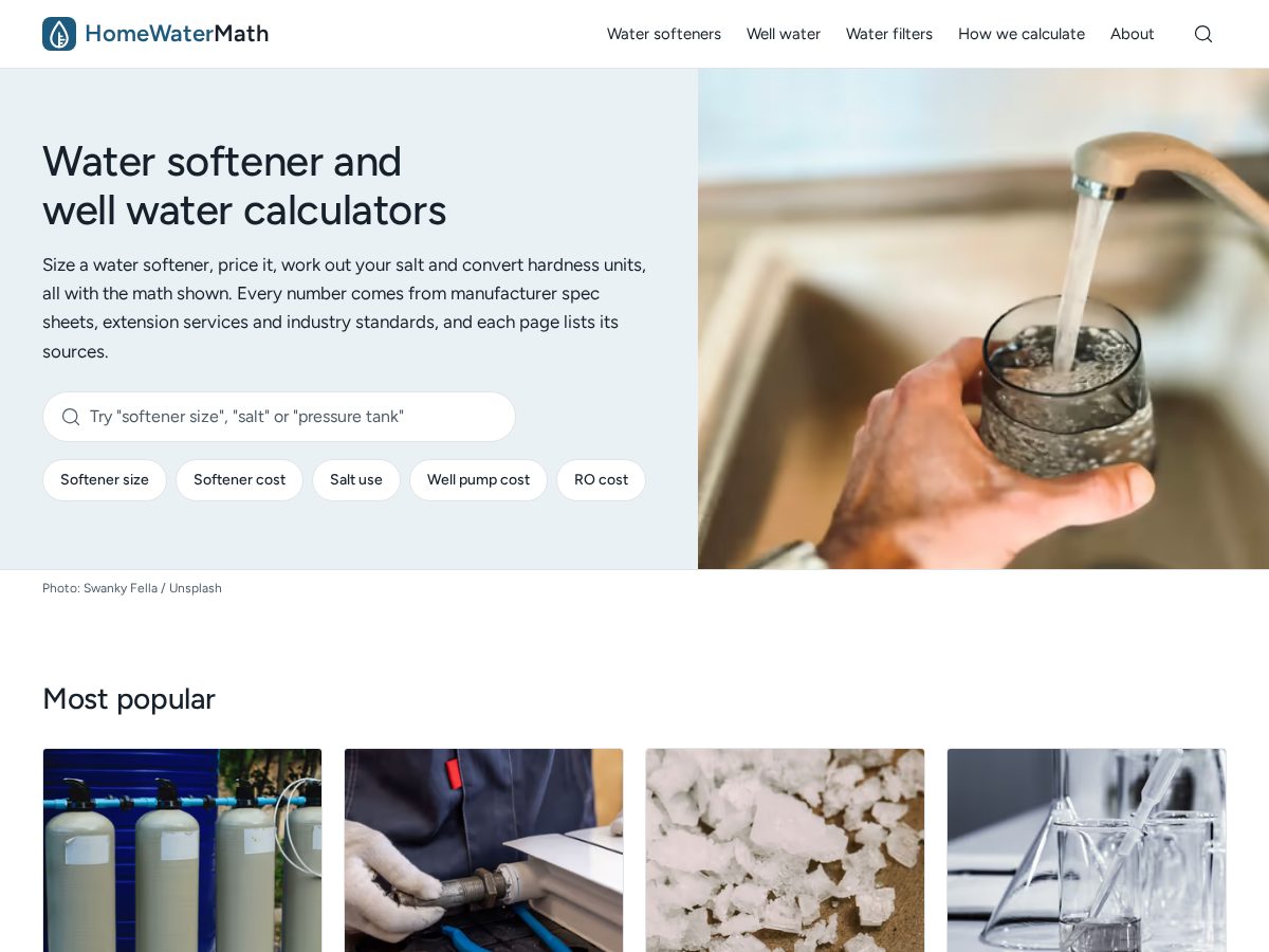 Landing-page snapshot of homewatermath.com