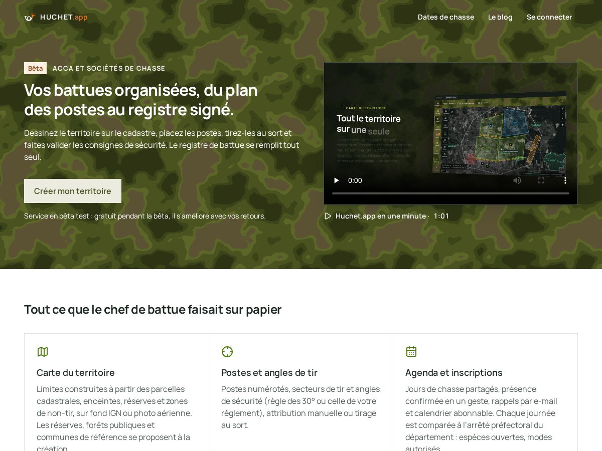 Landing-page snapshot of huchet.app
