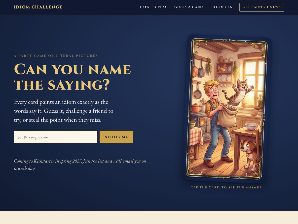 Landing-page snapshot of idiomchallenge.com