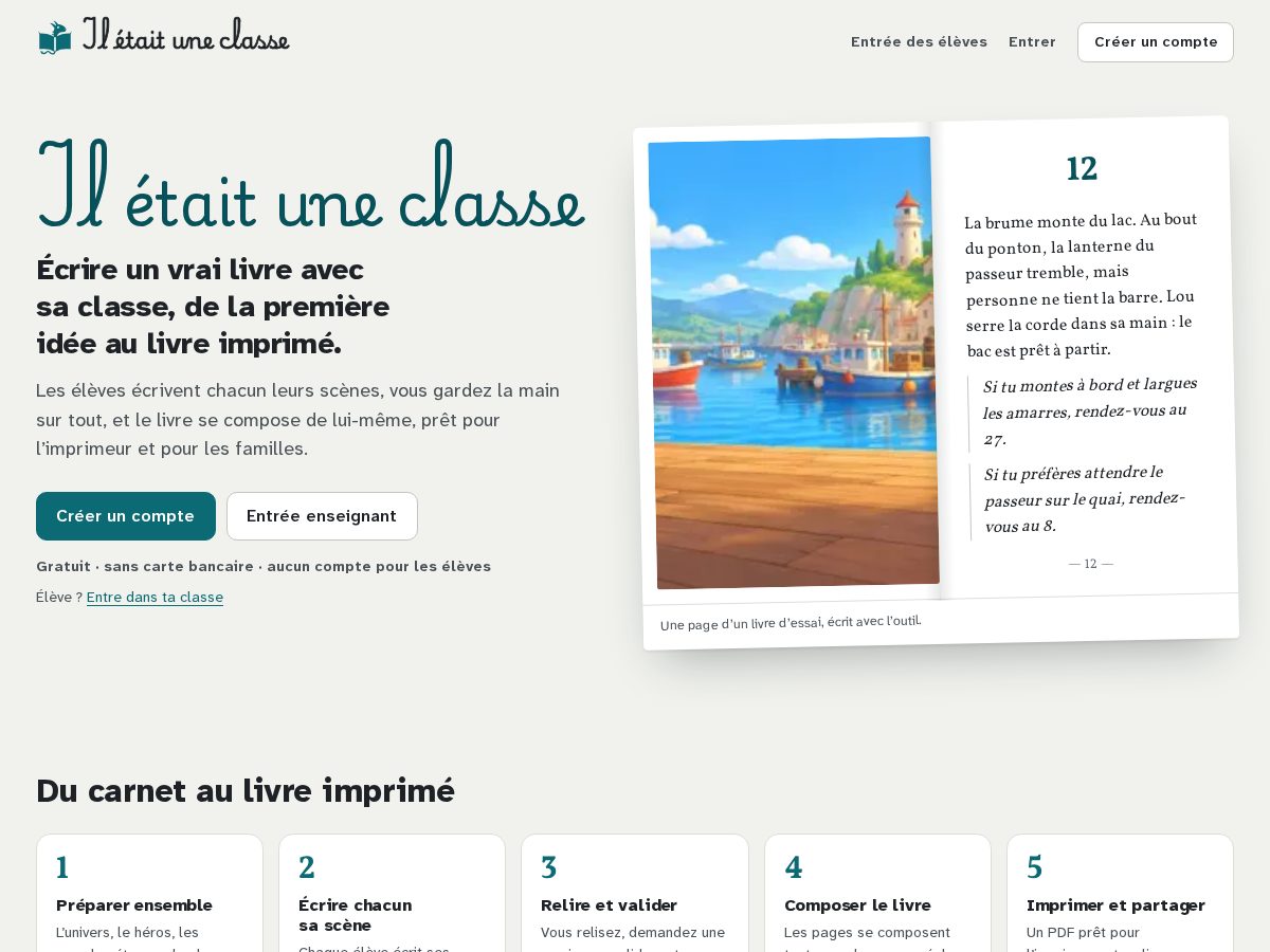 Landing-page snapshot of iletaituneclasse.com