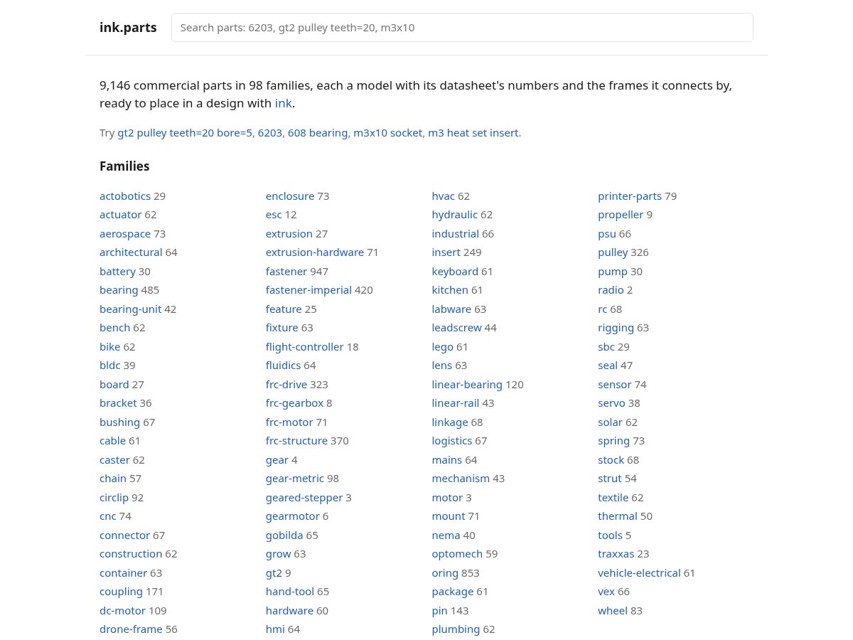 Landing-page snapshot of ink.parts