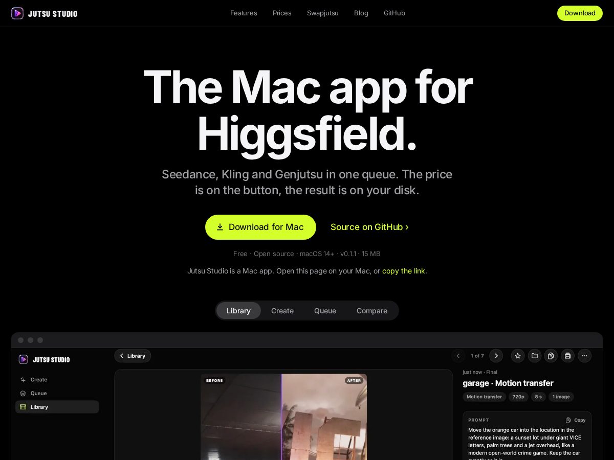 Landing-page snapshot of jutsustudio.com