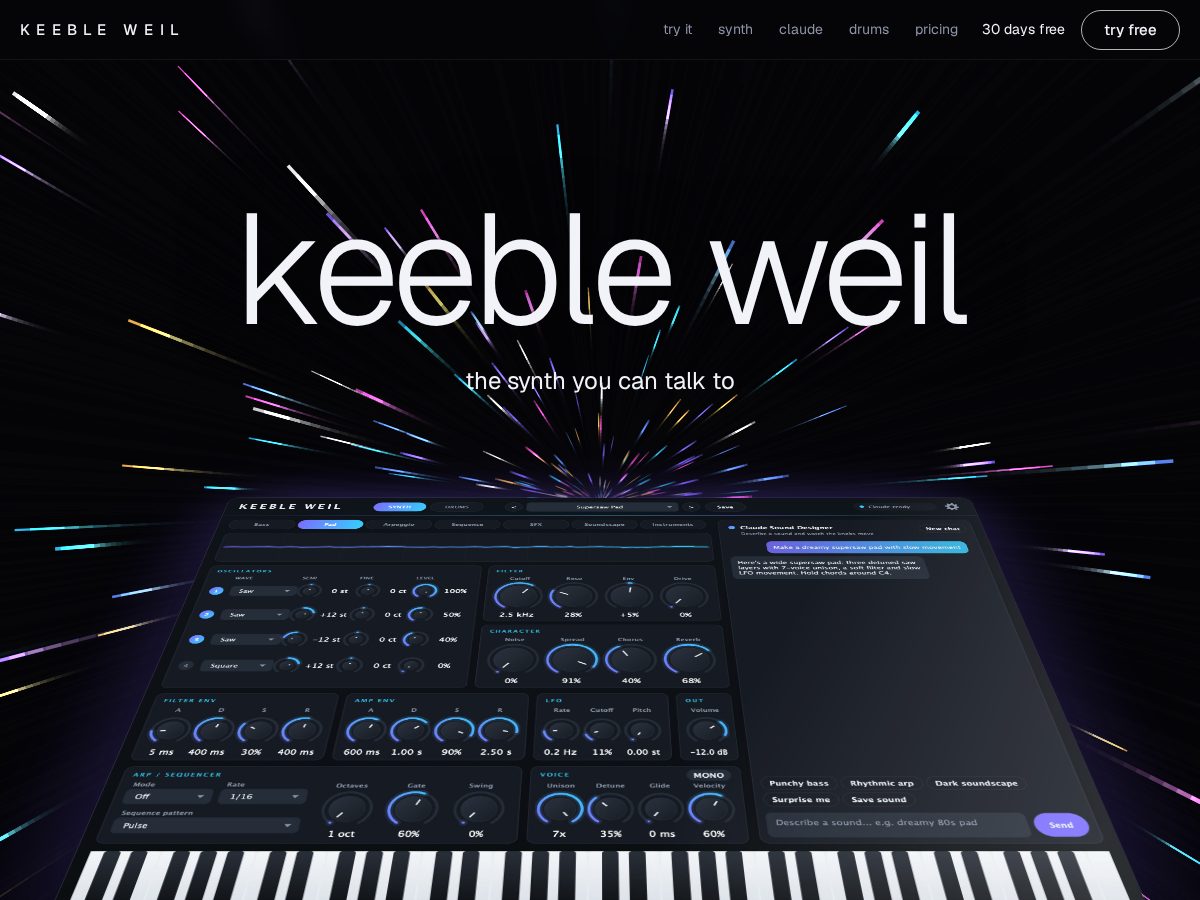 Landing-page snapshot of keebleweil.com