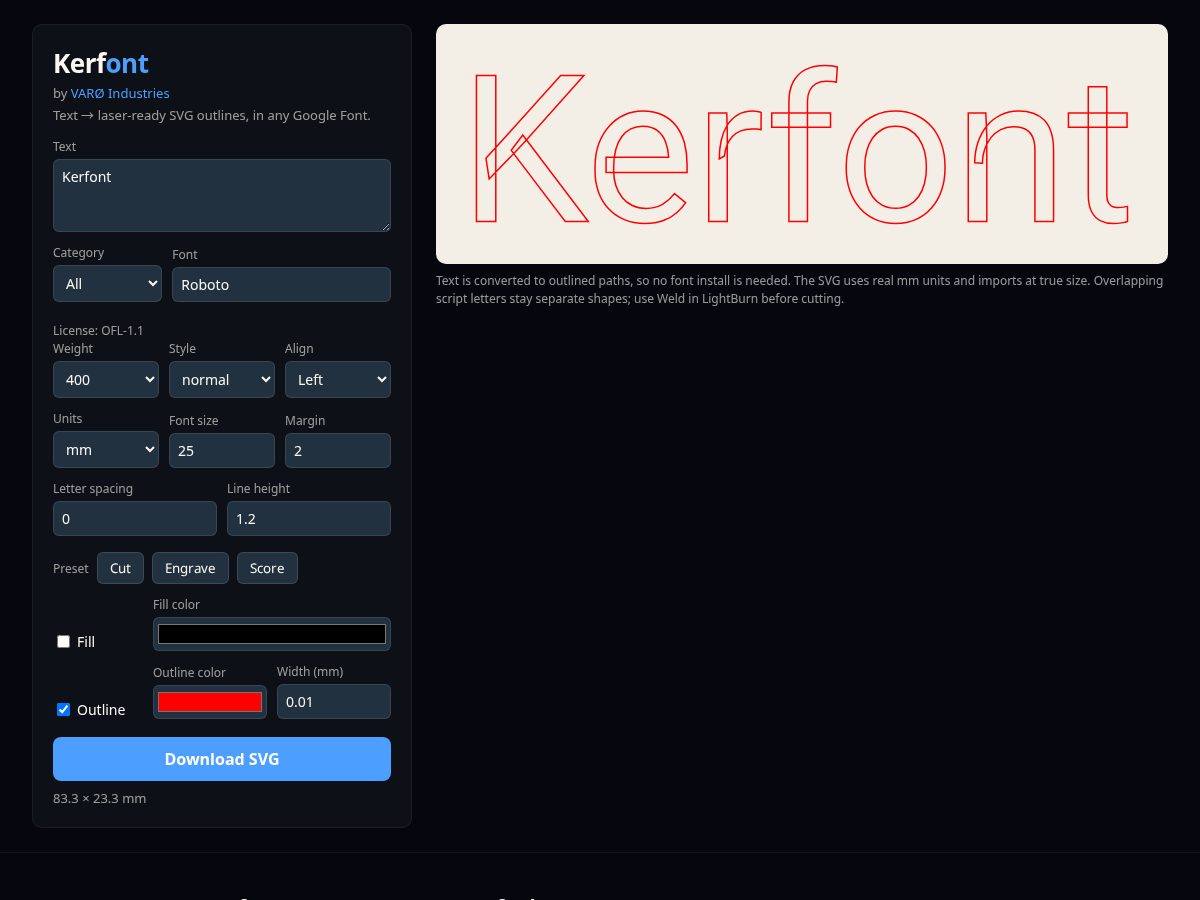 Landing-page snapshot of kerfont.com