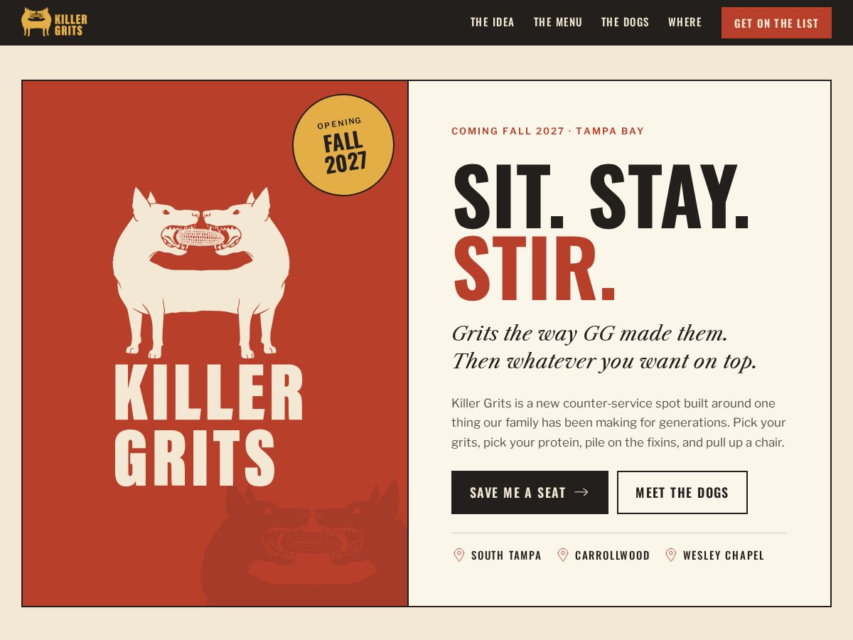 Landing-page snapshot of killergrits.com