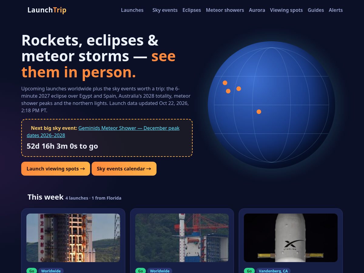 Landing-page snapshot of launchviewing.com