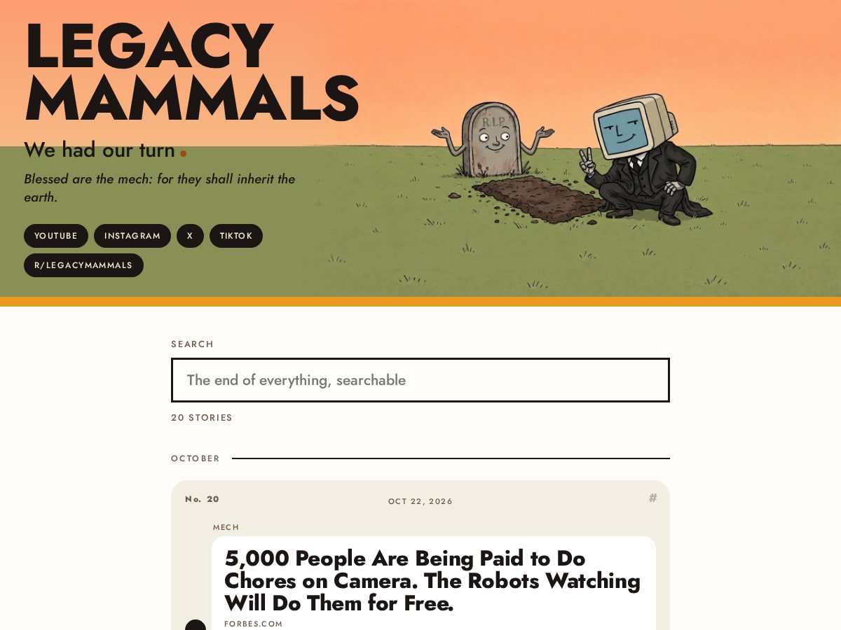 Landing-page snapshot of legacymammals.com