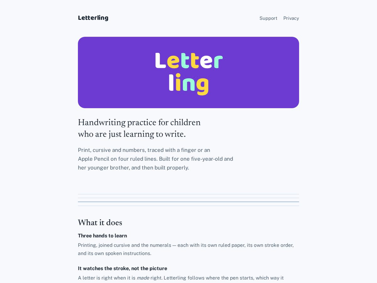 Landing-page snapshot of letterling.app