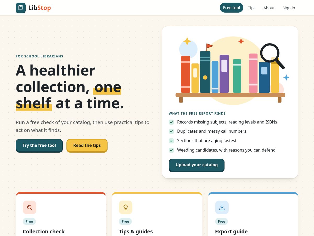 Landing-page snapshot of libstop.com