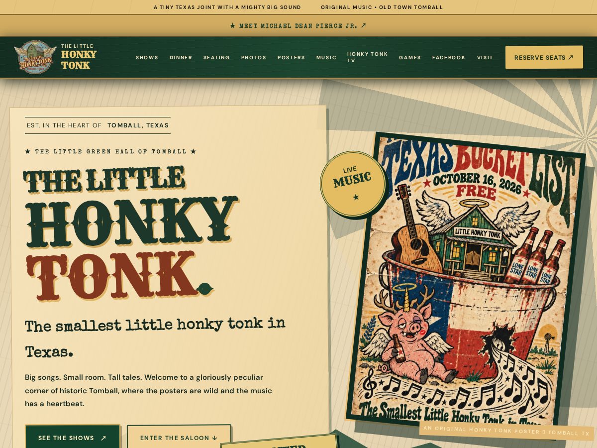 Landing-page snapshot of littlehonkytonk.com