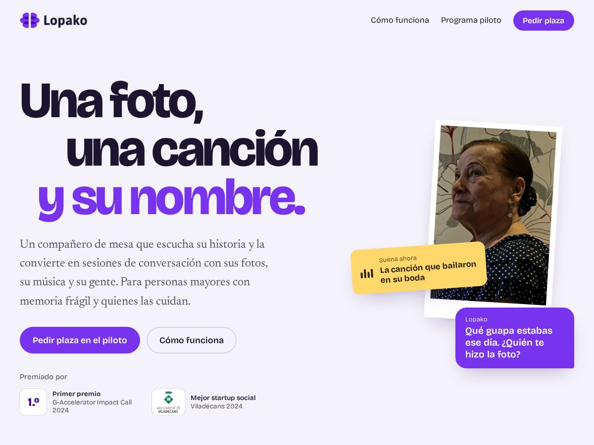 Landing-page snapshot of lopako.care