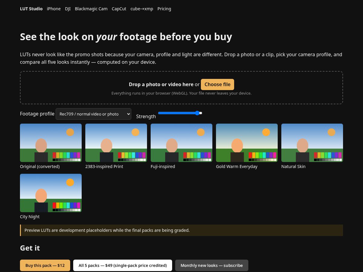 Landing-page snapshot of lutstudio.dev