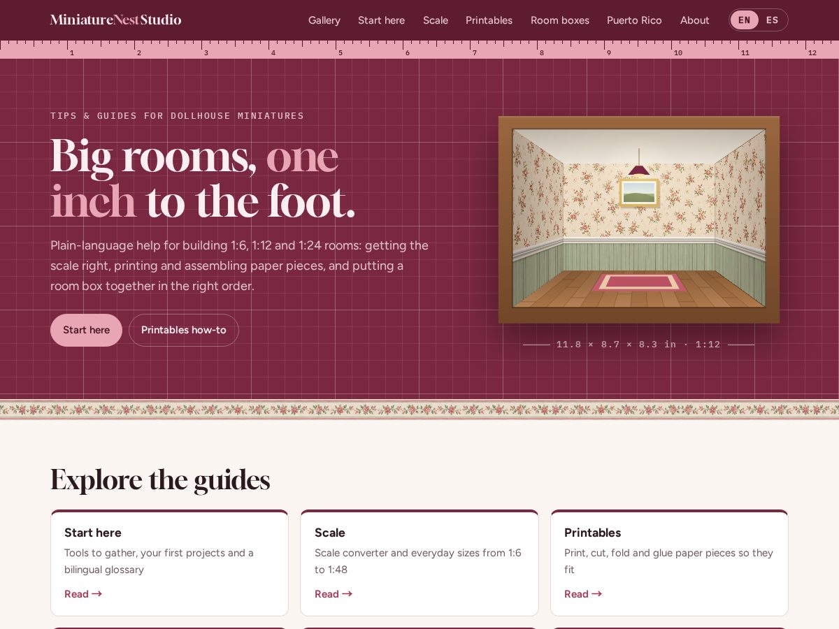 Landing-page snapshot of miniatureneststudio.com
