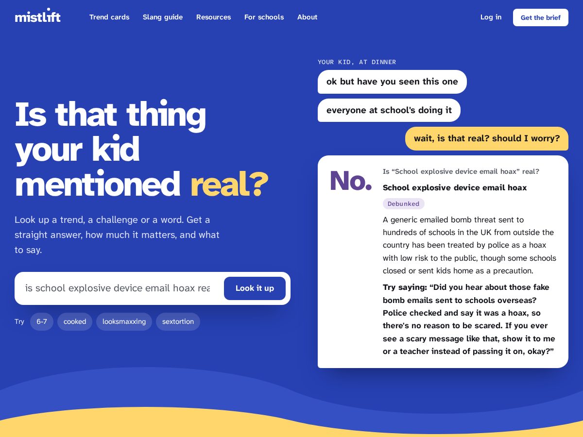 Landing-page snapshot of mistlift.app