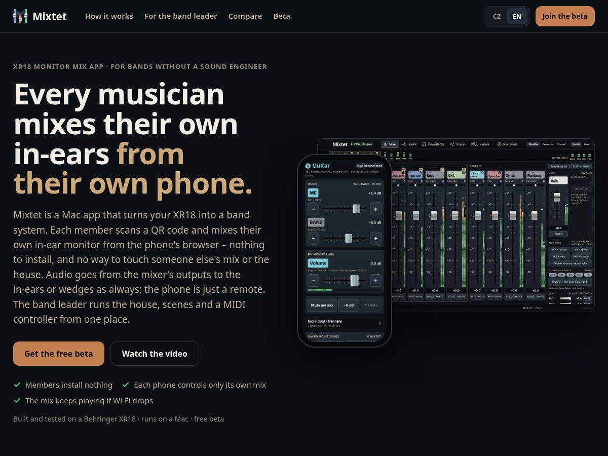 Landing-page snapshot of mixtet.live