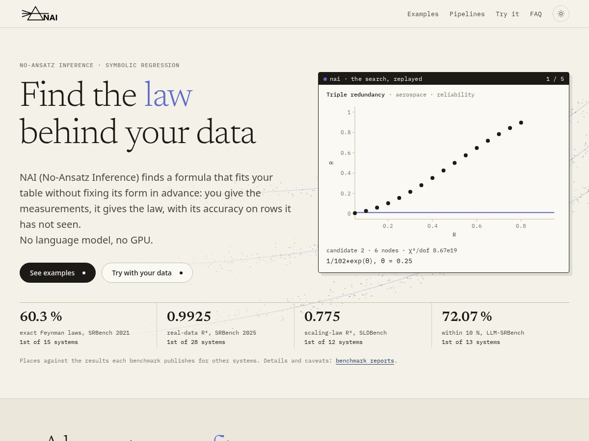Landing-page snapshot of naiscience.com