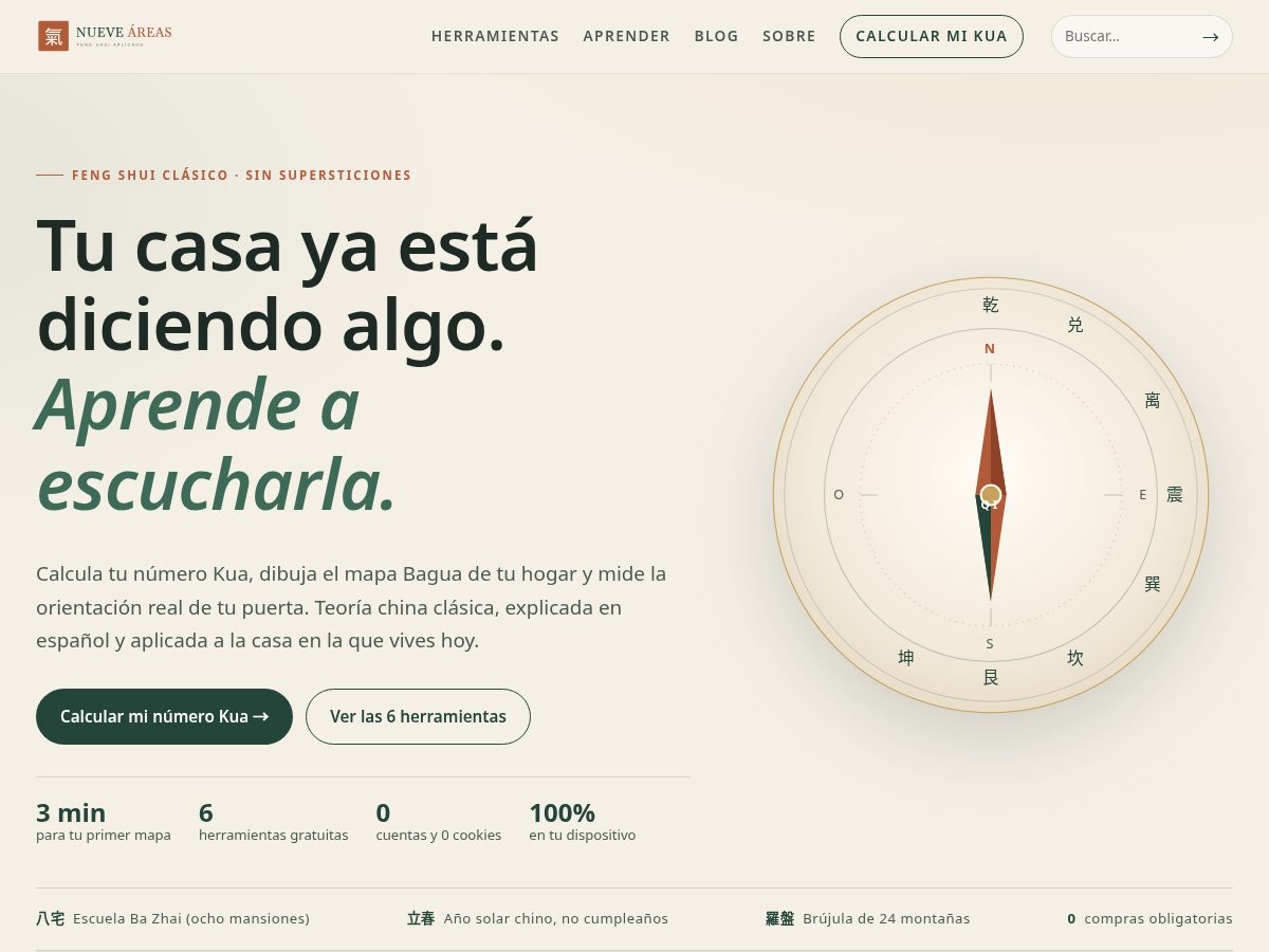 Landing-page snapshot of nueveareas.com