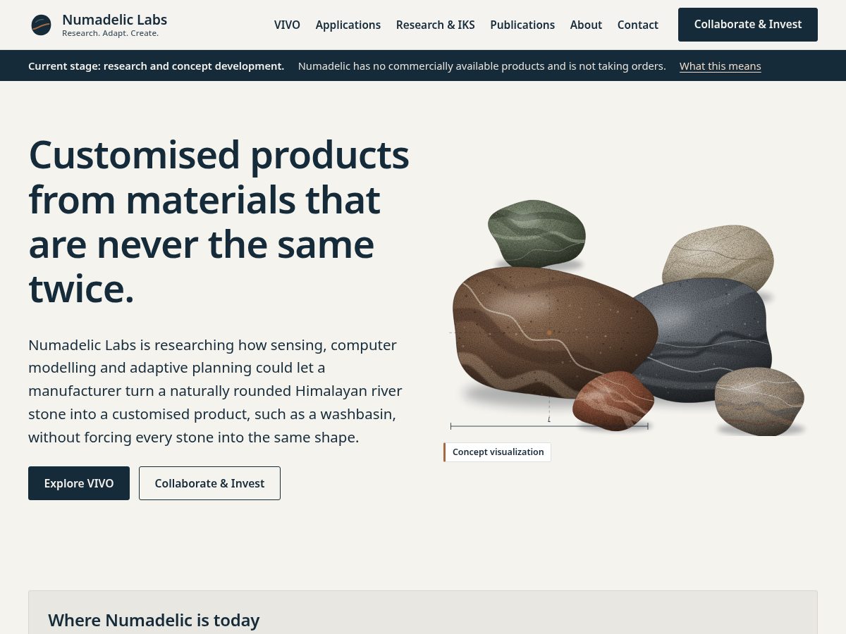 Landing-page snapshot of numadeliclabs.com
